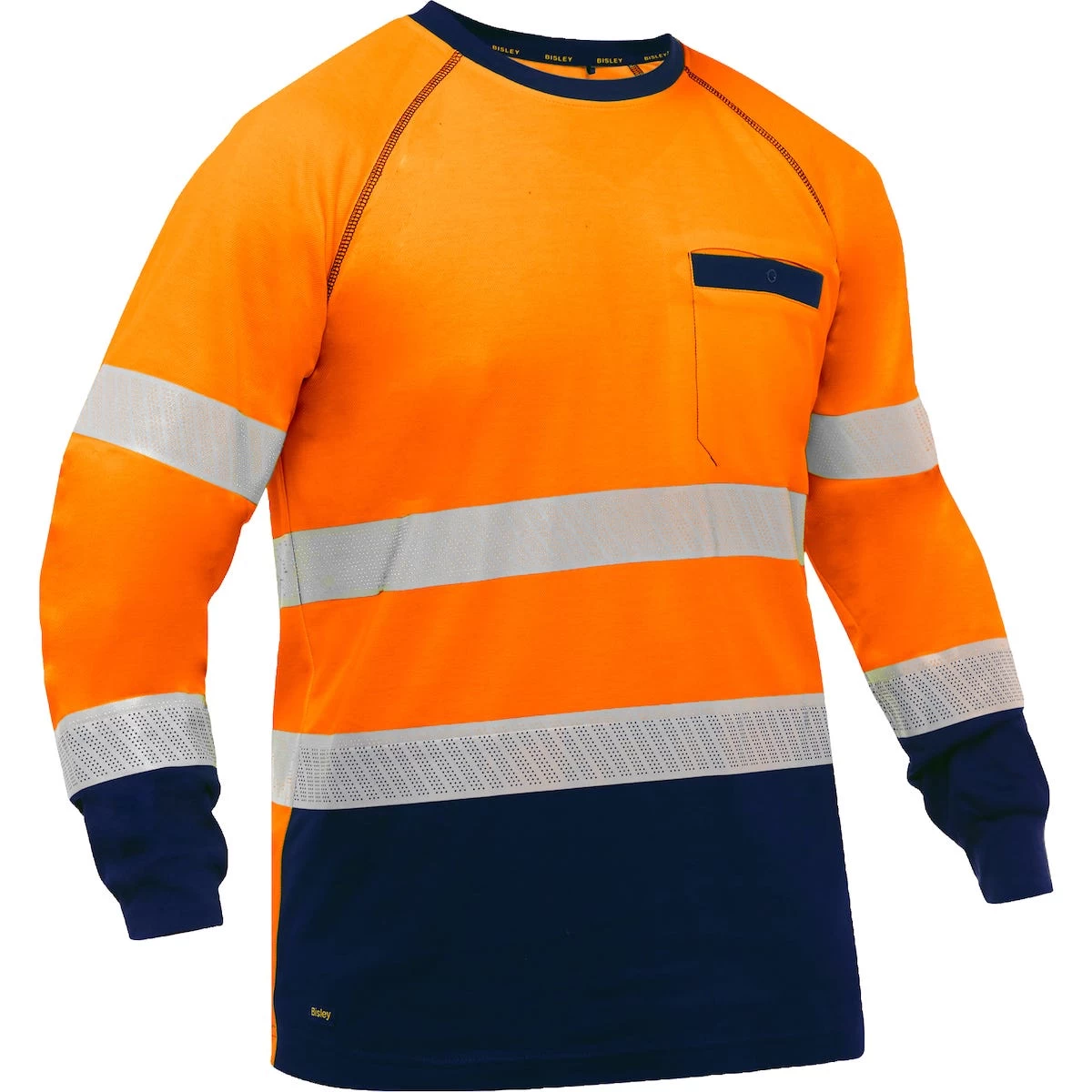 Bisley By PIP Shirts: Men's 313M6118T ON Orange Navy Bottom ANSI Type R Class 3 Long Sleeve Shirt 3 Bisley By PIP Shirts: Men's 313M6118T ON Orange Navy Bottom ANSI Type R Class 3 Long Sleeve Shirt