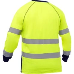 Bisley By PIP Shirts: Men's 313M6118T YN Yellow Navy Bottom ANSI Type R Class 3 Long Sleeve Shirt -Work Clothes Discount Store 313m6118t yn omb