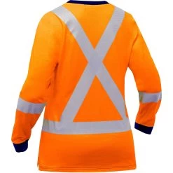 Bisley By PIP Shirts: Women's 313W6118X O Orange ANSI Type R Class 3 CSA Z96 X-Back Long Sleeve Shirt -Work Clothes Discount Store 313w6118x o omb
