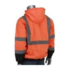 PIP Sweatshirts: Men's 323 1350B OR Hi-Vis Orange ANSI Type R Class 3 Hooded Pullover Sweatshirt 5 PIP Sweatshirts: Men's 323 1350B OR Hi-Vis Orange ANSI Type R Class 3 Hooded Pullover Sweatshirt -Work Clothes Discount Store 323 1350b or mbl