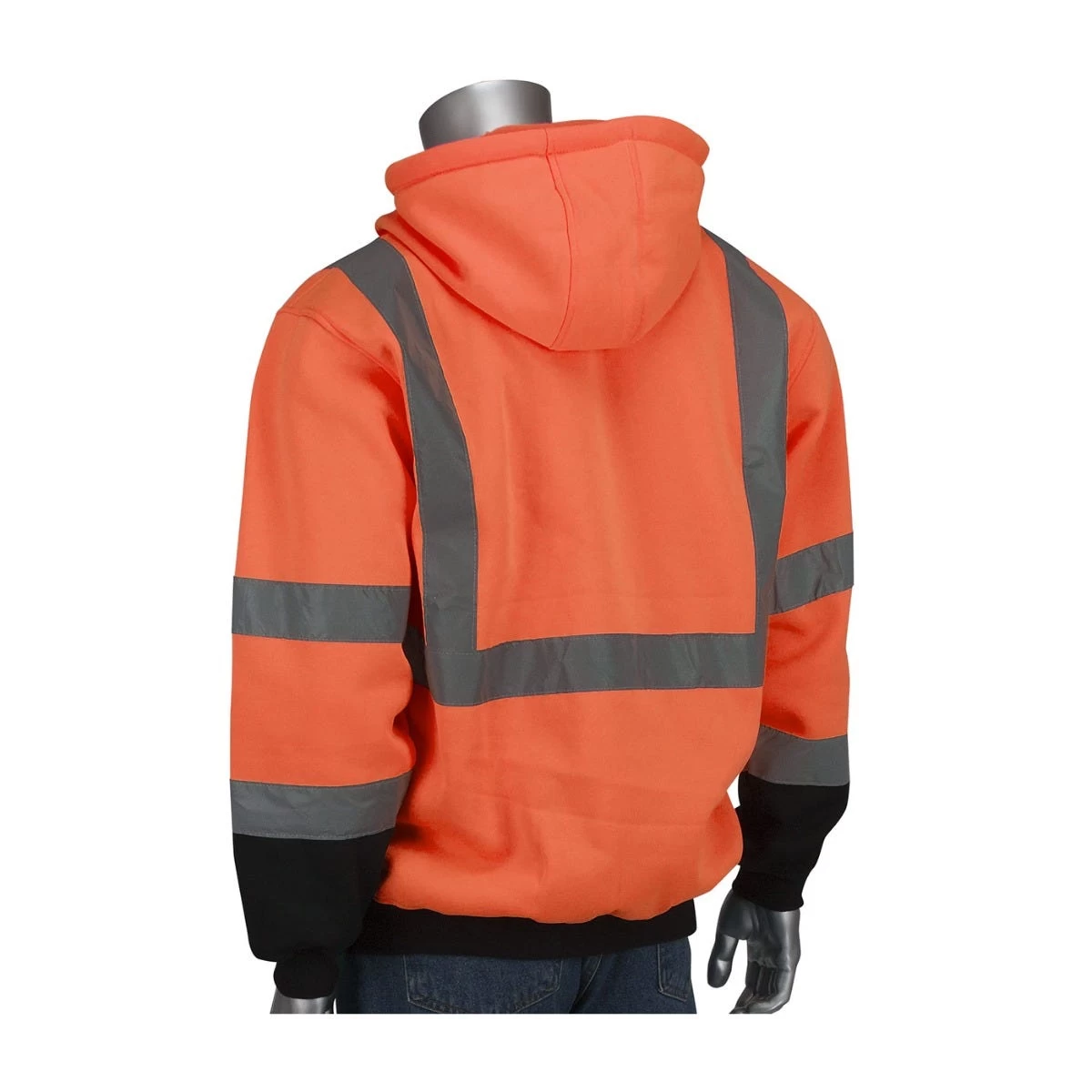 PIP Sweatshirts: Men's 323 1350B OR Hi-Vis Orange ANSI Type R Class 3 Hooded Pullover Sweatshirt 4 PIP Sweatshirts: Men's 323 1350B OR Hi-Vis Orange ANSI Type R Class 3 Hooded Pullover Sweatshirt - Image 2