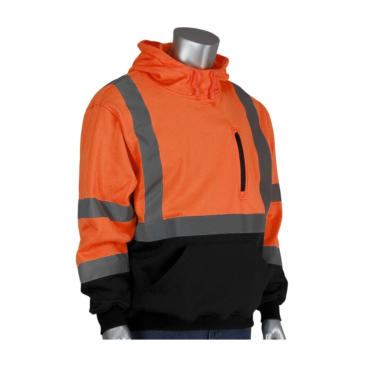PIP Sweatshirts: Men's 323 1350B OR Hi-Vis Orange ANSI Type R Class 3 Hooded Pullover Sweatshirt 3 PIP Sweatshirts: Men's 323 1350B OR Hi-Vis Orange ANSI Type R Class 3 Hooded Pullover Sweatshirt