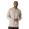 Wrangler Riggs Shirts: Men's Oatmeal Heather 3W750 OH Long Sleeve Henley Shirt -Work Clothes Discount Store 3w750oh bf01 swff prd