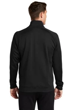 Sport-Tek Sweatshirts: Men's F247 BLK Black Tech Fleece 1/4-Zip Pullover -Work Clothes Discount Store 4718 black 2 f247blackmodelback1 337w