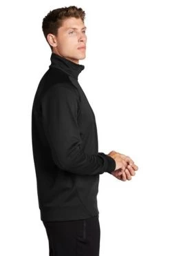 Sport-Tek Sweatshirts: Men's F247 BLK Black Tech Fleece 1/4-Zip Pullover -Work Clothes Discount Store 4718 black 3 f247blackmodelside1 337w