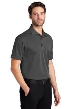 Port Authority Shirts: Men's K527 GS Grey Smoke Tech Pique Polo -Work Clothes Discount Store 4724 greysmoke 4 k527greysmokemodel3q1 337w