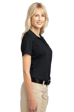 Port Authority Shirts: Women's L527 BLK Black Tech Pique Polo -Work Clothes Discount Store 4725 black 3 l527blackmodelside 337w