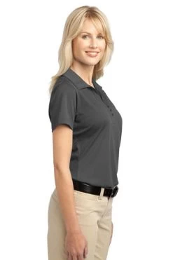 Port Authority Shirts: Women's L527 GS Grey Smoke Tech Pique Polo -Work Clothes Discount Store 4725 greysmoke 3 l527greysmokemodelside 337w