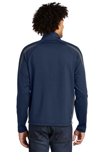 Sport-TeK Sweatshirts: Men's ST851 TNCG True Navy Charcoal Grey Stretch 1/2-Zip Colorblock Pullover 6 Sport-TeK Sweatshirts: Men's ST851 TNCG True Navy Charcoal Grey Stretch 1/2-Zip Colorblock Pullover - Image 4