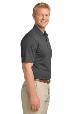 Port Authority Shirts: Men's TLK527 GS Grey Smoke Tall Tech Pique Polo -Work Clothes Discount Store 5627 greysmoke 3 tlk527greysmokemodelside 337w