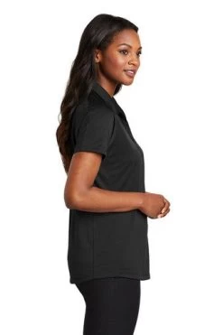 Port Authority Shirts: Women's L569 BLK Black Diamond Jacquard Ladies Polo -Work Clothes Discount Store 6592 black 3 l569blackmodelside2 337w