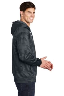 Sport-Teck Sweatshirts: Men's ST240 DSG Dark Smoke Grey Sport-Wick CamoHex Fleece Hooded Pullover 8 Sport-Teck Sweatshirts: Men's ST240 DSG Dark Smoke Grey Sport-Wick CamoHex Fleece Hooded Pullover -Work Clothes Discount Store 6647 dksmkgy 3 st240dksmkgymodelside1 337w