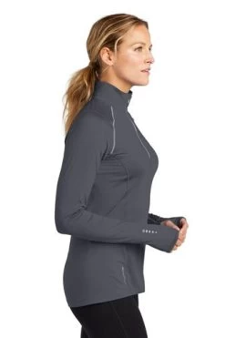 Ogio Shirts: Women's LOE335 GGY Gear Grey Nexus 1/4-Zip Pullover -Work Clothes Discount Store 6672 geargrey 3 loe335geargreymodelside3 337w