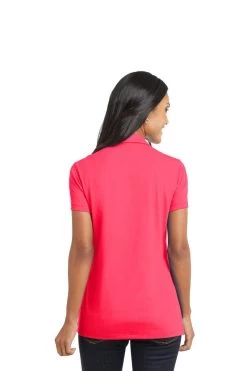 Port Authority Shirts: Women's L568 HC Hot Coral Ladies Cotton Touch Performance Polo -Work Clothes Discount Store 6674 hotcoral 2 l568hotcoralmodelback 1200w