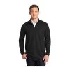 Port Authority Sweatshirts: Men's K806 BLK Pinpoint Mesh 1/2-Zip Sweater -Work Clothes Discount Store 7243 black 1 k806blackmodelfront1 337wedit