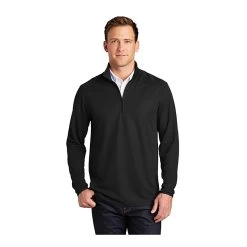 Port Authority Sweatshirts: Men's K806 BLK Pinpoint Mesh 1/2-Zip Sweater