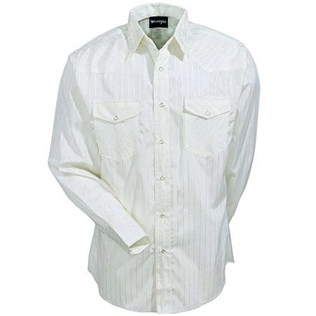 Wrangler Shirts: Men's Light Tan 75226 TN Western Dobby Stripe Long Sleeve Shirt 5 Wrangler Shirts: Men's Light Tan 75226 TN Western Dobby Stripe Long Sleeve Shirt - Image 3