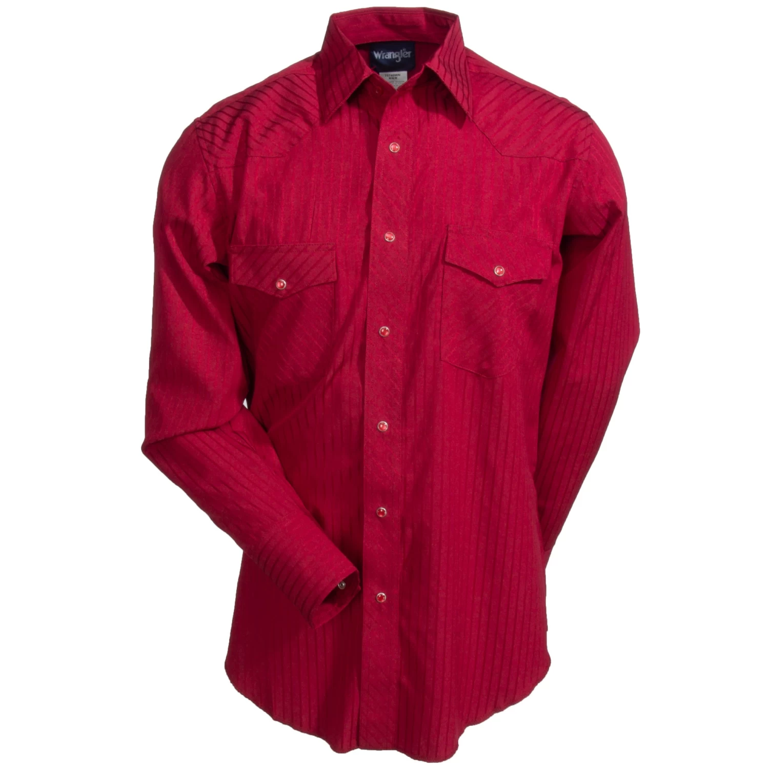 Wrangler Shirts: Men's Wine 75740 WN Sport Western Dobby Stripe Long Sleeve Shirt 5 Wrangler Shirts: Men's Wine 75740 WN Sport Western Dobby Stripe Long Sleeve Shirt - Image 3