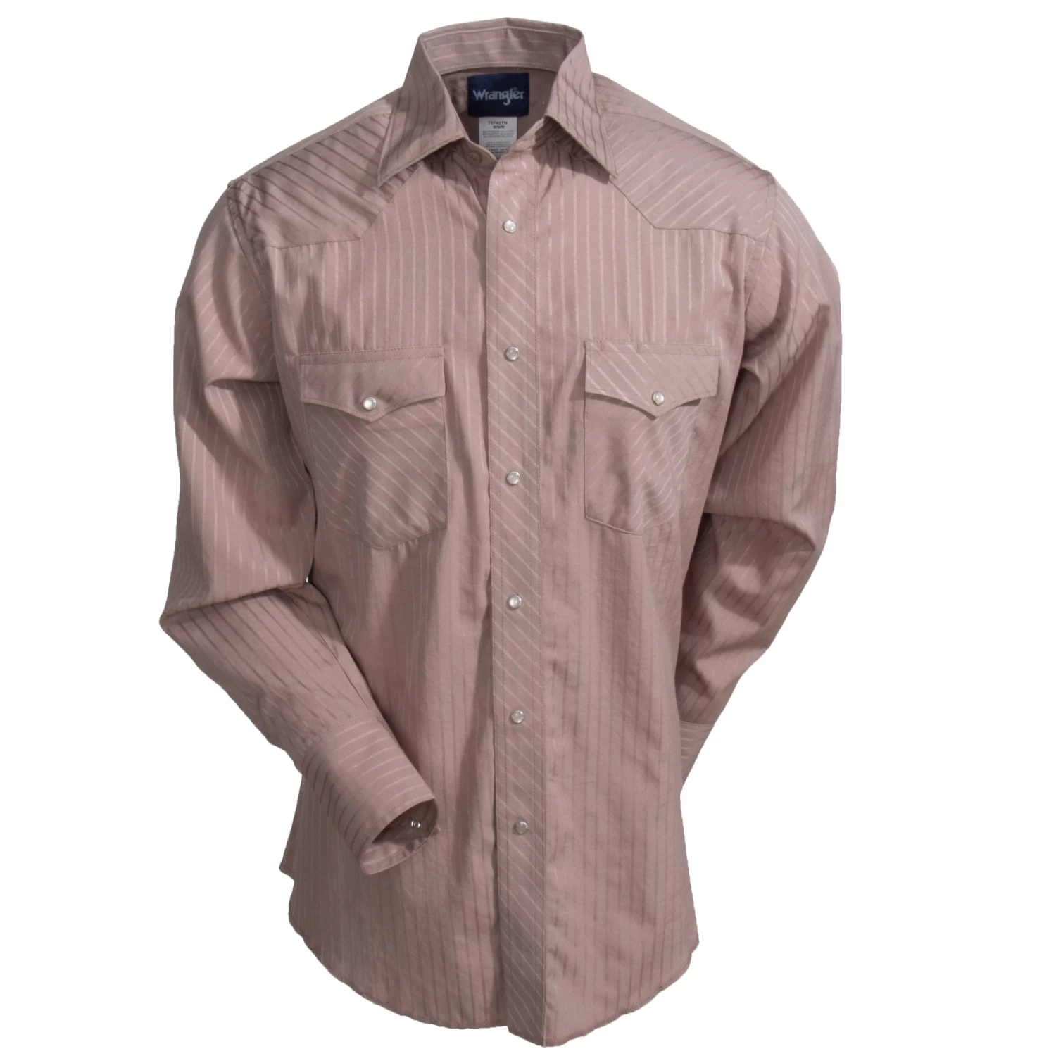 Wrangler Shirts: Men's Tan 75742 TN Sport Western Dobby Stripe Long Sleeve Shirt 3 Wrangler Shirts: Men's Tan 75742 TN Sport Western Dobby Stripe Long Sleeve Shirt