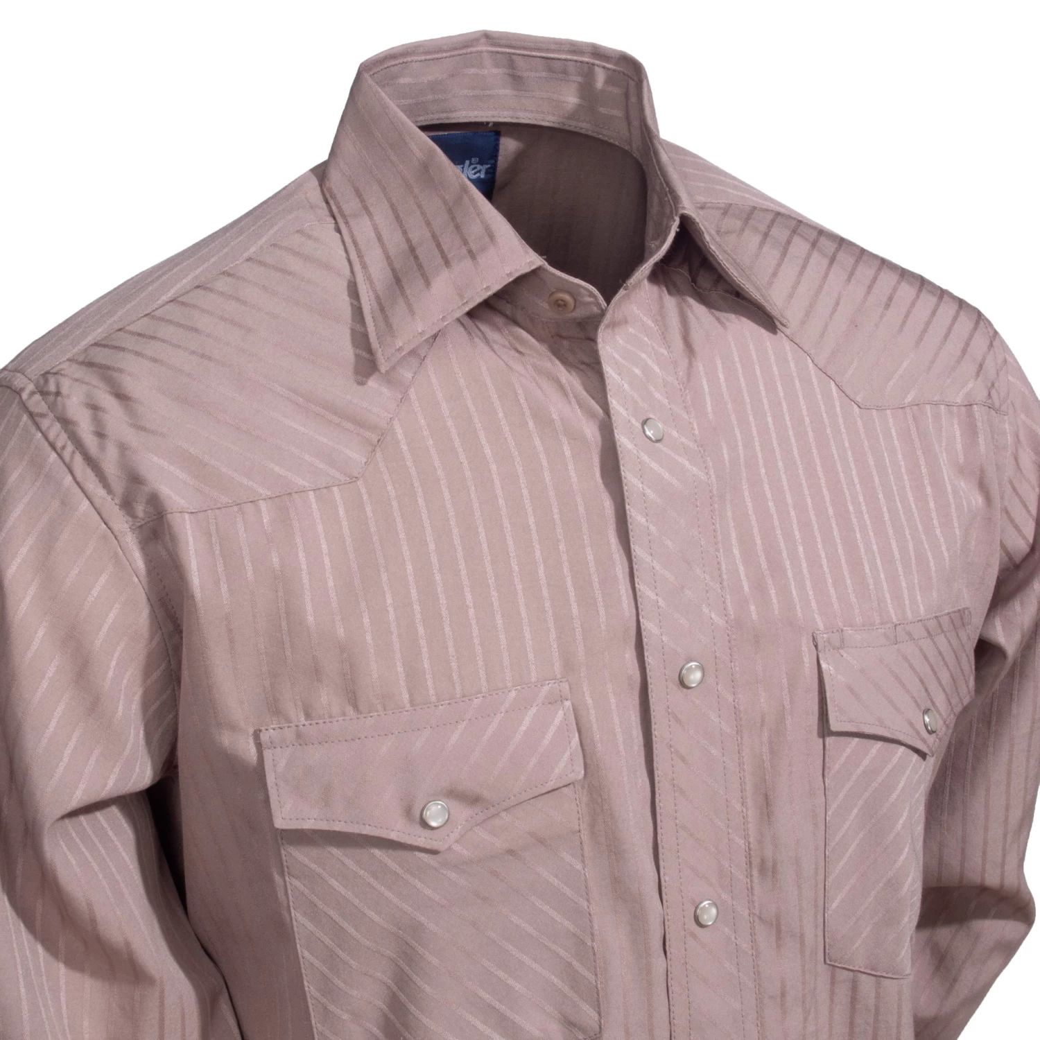 Wrangler Shirts: Men's Tan 75742 TN Sport Western Dobby Stripe Long Sleeve Shirt 4 Wrangler Shirts: Men's Tan 75742 TN Sport Western Dobby Stripe Long Sleeve Shirt - Image 2