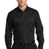 Port Authority Shirts: Men's S663 BLK Black Button Down SuperPro Twill Shirt -Work Clothes Discount Store 7607 black 1 s663blackmodelfront3 337w