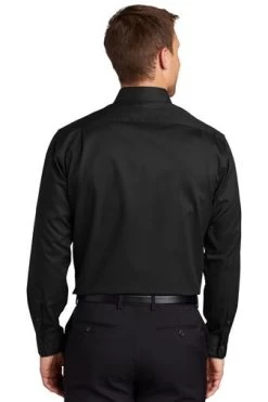 Port Authority Shirts: Men's S663 BLK Black Button Down SuperPro Twill Shirt -Work Clothes Discount Store 7607 black 2 s663blackmodelback3 337w