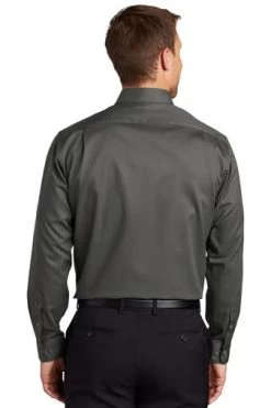 Port Authority Shirts: Men's S663 STGY Sterling Grey Button Down SuperPro Twill Shirt -Work Clothes Discount Store 7607 sterlinggy 2 s663sterlinggymodelback3 337w