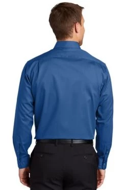 Port Authority Shirts: Men's S663 TB True Blue Button Down SuperPro Twill Shirt -Work Clothes Discount Store 7607 trueblue 2 s663truebluemodelback3 337w