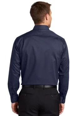 Port Authority Shirts: Men's S663 TNY True Navy Button Down SuperPro Twill Shirt -Work Clothes Discount Store 7607 truenavy 2 s663truenavymodelback3 337w