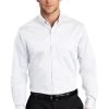 Port Authority Shirts: Men's S663 WHT White Button Down SuperPro Twill Shirt -Work Clothes Discount Store 7607 white 1 s663whitemodelfront3 1200w