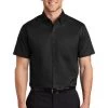 Port Authority Shirts: Men's S664 BLK Black Button Down Short Sleeve SuperPro Twill Shirt -Work Clothes Discount Store 7608 black 1 s664blackmodelfront3 337w