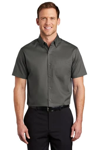 Port Authority Shirts: Men's S664 STGY Sterling Grey Button Down Short Sleeve SuperPro Twill Shirt 3 Port Authority Shirts: Men's S664 STGY Sterling Grey Button Down Short Sleeve SuperPro Twill Shirt