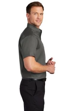 Port Authority Shirts: Men's S664 STGY Sterling Grey Button Down Short Sleeve SuperPro Twill Shirt 8 Port Authority Shirts: Men's S664 STGY Sterling Grey Button Down Short Sleeve SuperPro Twill Shirt -Work Clothes Discount Store 7608 sterlinggy 3 s664sterlinggymodelside3 337w