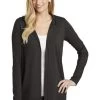 District Cardigans: Women's DT156 BKFST Black Forest Perfect Tri Hooded Cardigan -Work Clothes Discount Store 9206 blackfrost 1 dt156blackfrostmodelfront 337w