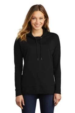 District Sweatshirts: Women's DT671 BLK Black Featherweight French Terry Hoodie