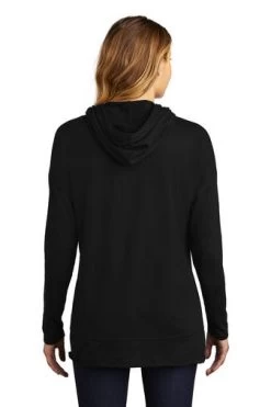 District Sweatshirts: Women's DT671 BLK Black Featherweight French Terry Hoodie -Work Clothes Discount Store 9748 black 2 dt671blackmodelback 337w