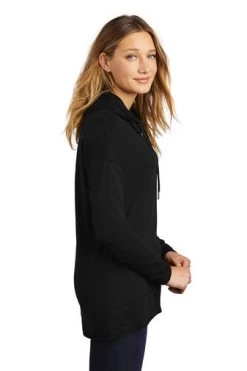 District Sweatshirts: Women's DT671 BLK Black Featherweight French Terry Hoodie -Work Clothes Discount Store 9748 black 3 dt671blackmodelside 337w