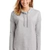 District Sweatshirts: Women's DT671 LHG Light Heather Grey Featherweight French Terry Hoodie -Work Clothes Discount Store 9748 lighththrgry 1 dt671lighththrgrymodelfront 1200w