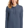 District Sweatshirts: Women's DT671 WI Washed Indigo Featherweight French Terry Hoodie -Work Clothes Discount Store 9748 washedindigo 1 dt671washedindigomodelfront 1200w