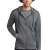 Sport-Tek Jackets: Men's ST293 DGH Dark Grey Heather PosiCharge Tri-Blend Wicking Fleece Full-Zip Hooded Jacket