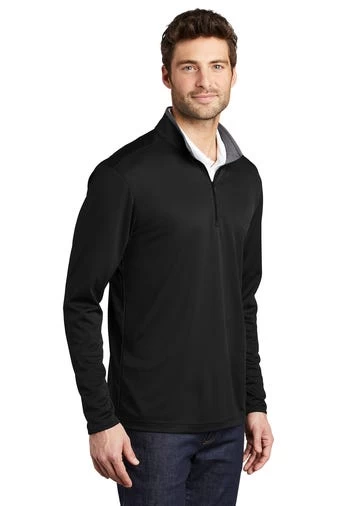 Port Authority Shirts: Men's K584 BSTG Black Steel Grey Silk Touch Performance 1/4-Zip Shirt 4 Port Authority Shirts: Men's K584 BSTG Black Steel Grey Silk Touch Performance 1/4-Zip Shirt - Image 2