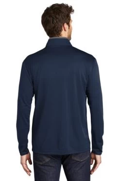 Port Authority Shirts: Men's K584 NVSG Navy Steel Grey Silk Touch Performance 1/4-Zip Shirt -Work Clothes Discount Store 9771 navysteelgry 2 k584navysteelgrymodelback 337w
