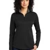 Port Authority Shirts: Women's LK584 BKSG Black Steel Grey Silk Touch Performance 1/4-Zip Shirt
