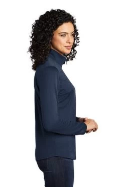 Port Authority Shirts: Women's LK584 NVSG Navy Steel Grey Silk Touch Performance 1/4-Zip Shirt -Work Clothes Discount Store 9772 navysteelgry 3 lk584navysteelgrymodelside 337w