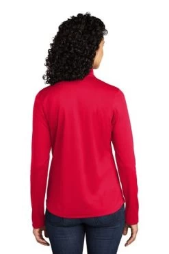 Port Authority Shirts: Women's LK584 RDBK Red Black Silk Touch Performance 1/4-Zip Shirt -Work Clothes Discount Store 9772 redblack 2 lk584redblackmodelback 337w