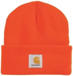Carhartt Hats: Bright Orange Acrylic Watch Cap A18 BOG