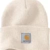 Carhartt Hats: Unisex A18 WWH Winter White Acrylic Watch Cap -Work Clothes Discount Store a18wwh