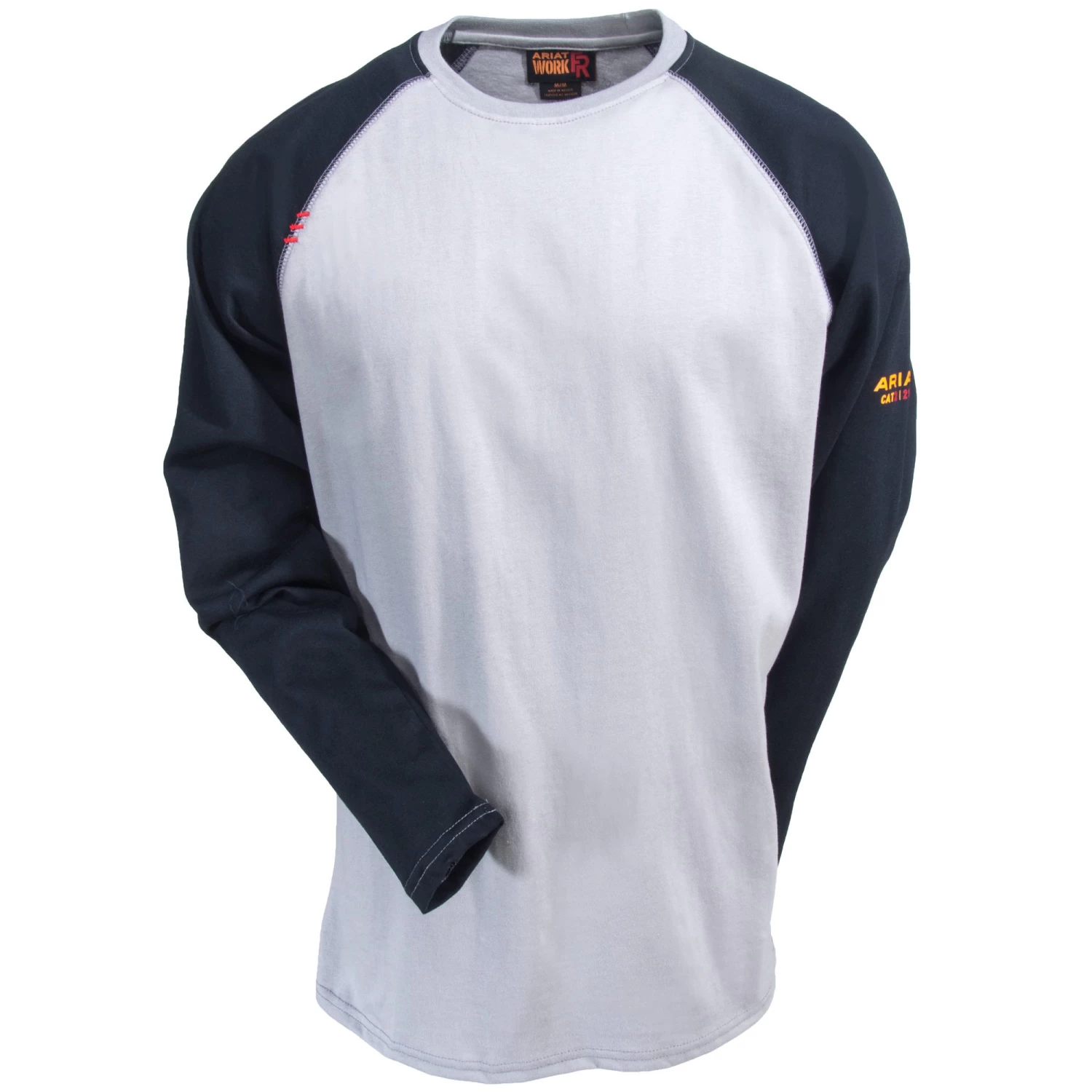 Ariat Work FR Shirts: Men's Baseball 10018439 Grey/Black Crew Neck Tee 4 Ariat Work FR Shirts: Men's Baseball 10018439 Grey/Black Crew Neck Tee - Image 2