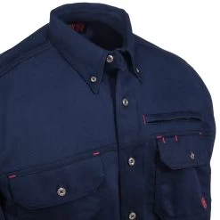 Ariat Work FR Shirts: FR Solid Vent 10019062 Men's Navy Blue Button-Down Long-Sleeve Shirt