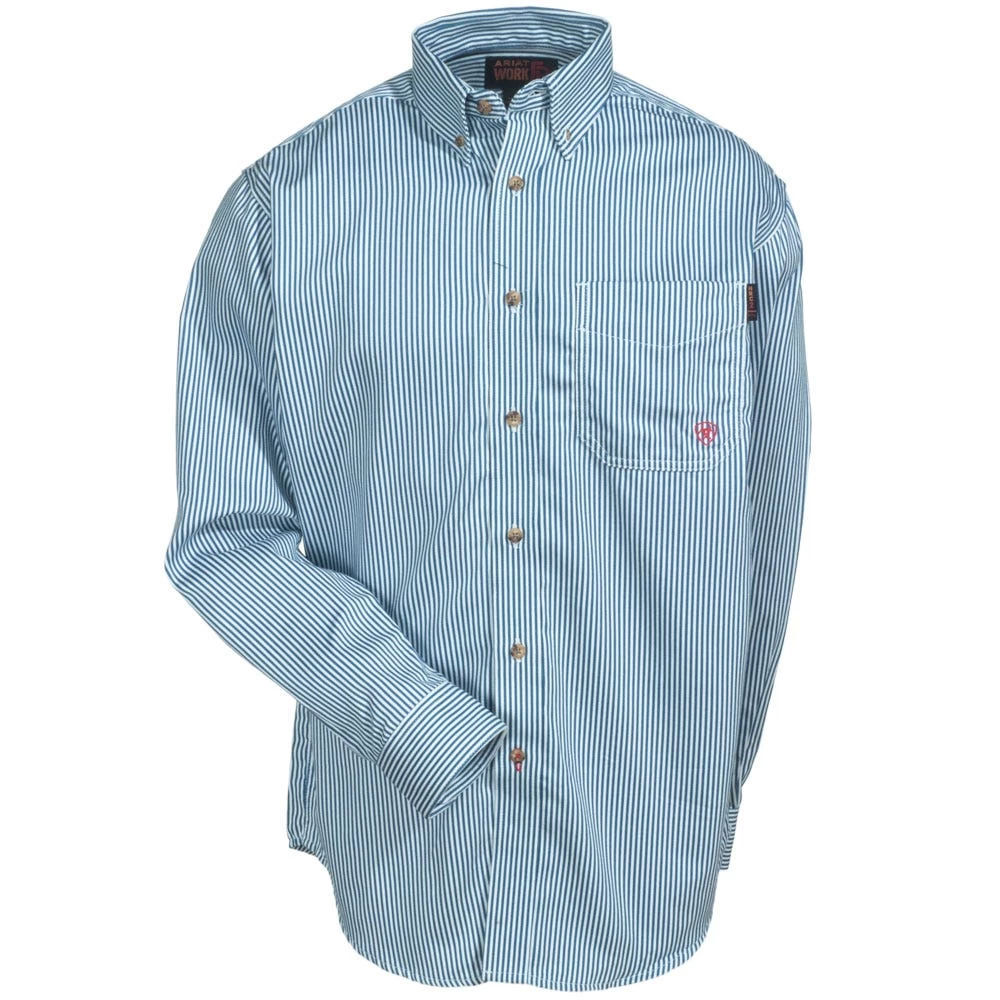Ariat Shirts: Men's 10012250 Blue Flame-Resistant Stripe Work Shirt 3 Ariat Shirts: Men's 10012250 Blue Flame-Resistant Stripe Work Shirt